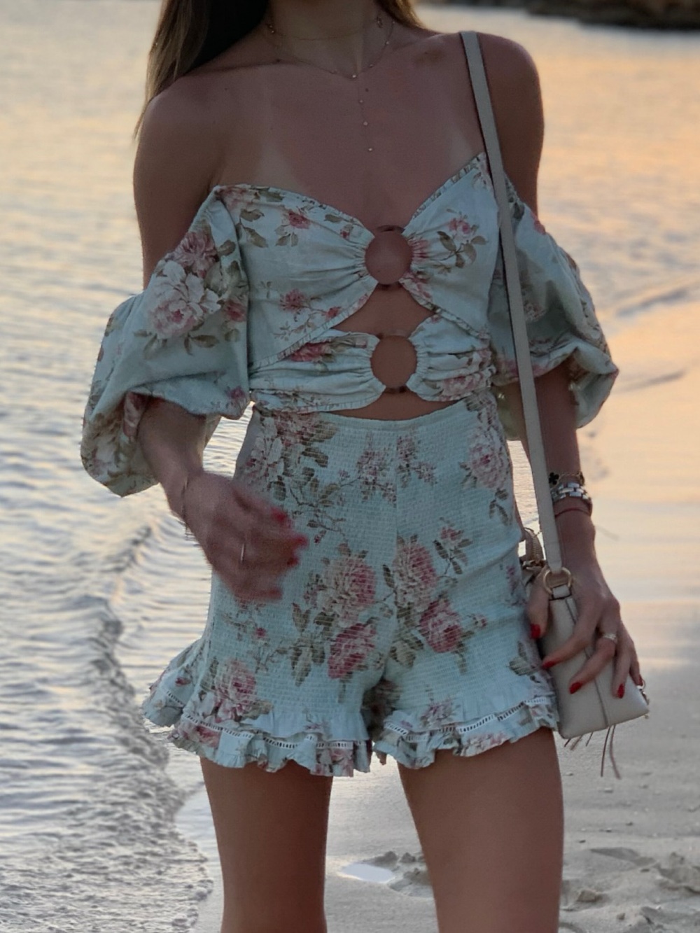 Used once! Cutout smocked V. Chapman Ellie Romper In Tapestry Rose